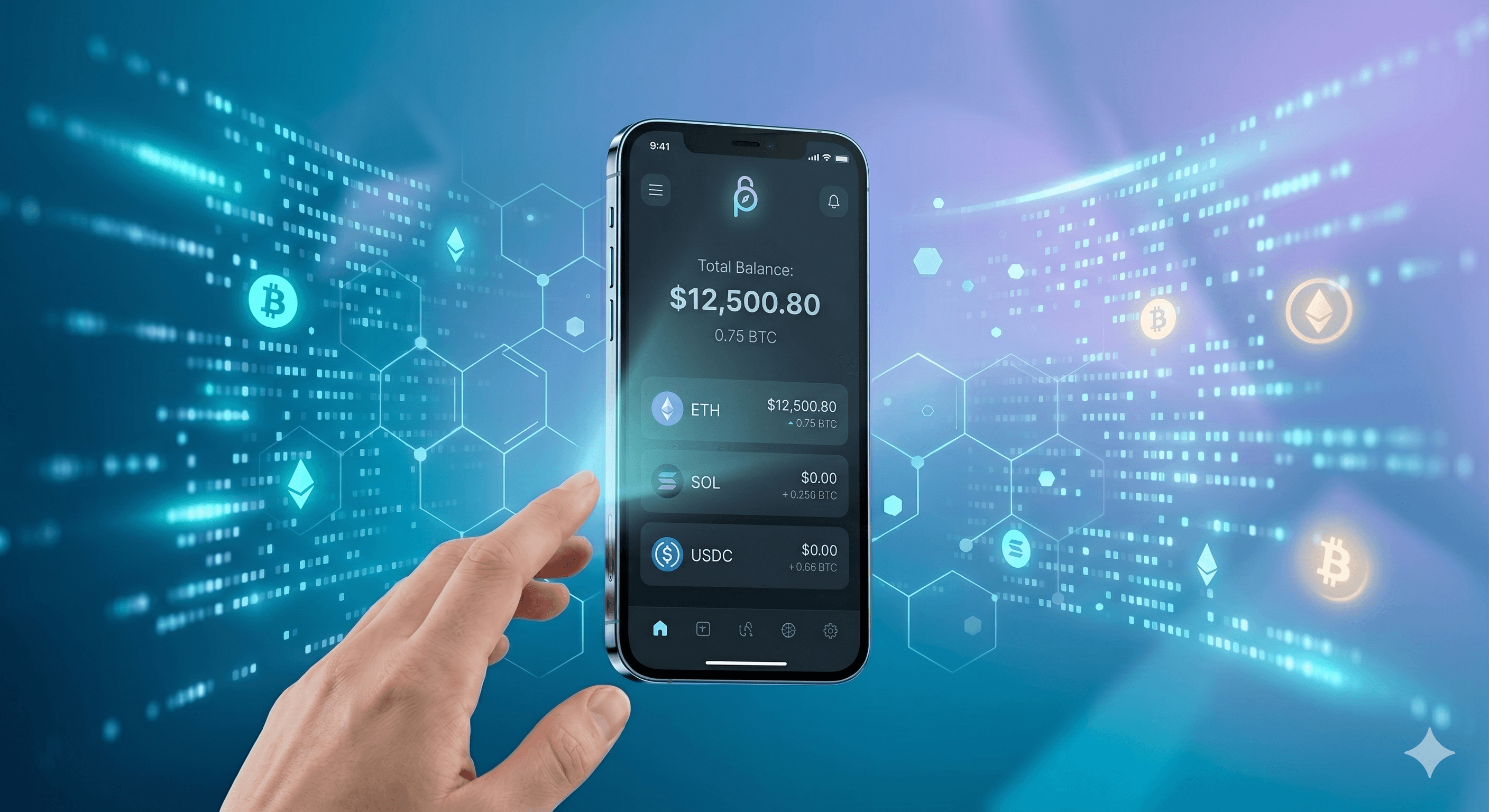 Phone showing wallet balance with token list